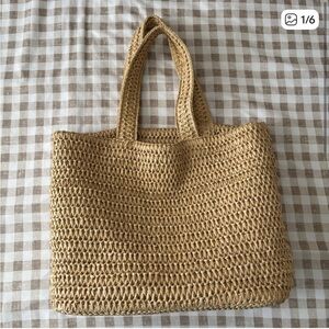 H&M Beige Straw Tote